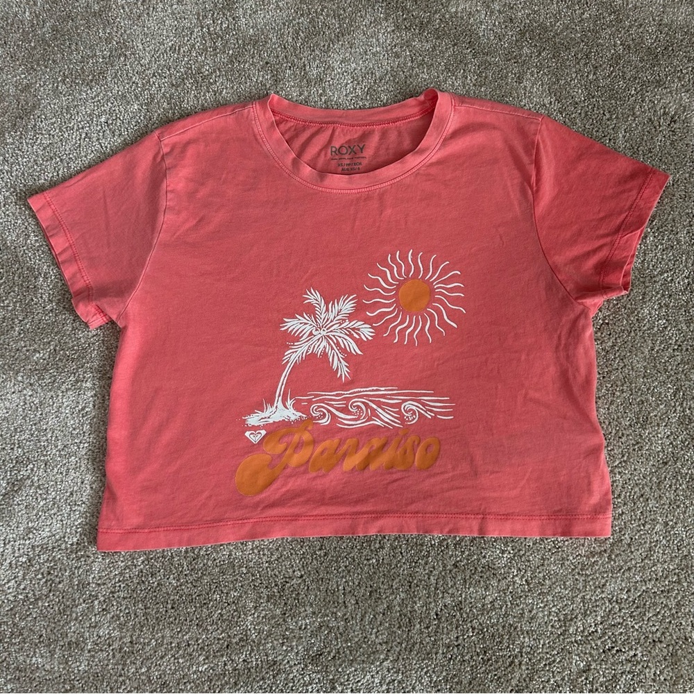 Roxy Coral Crop Graphic Short Sleeve Tee Juniors XS